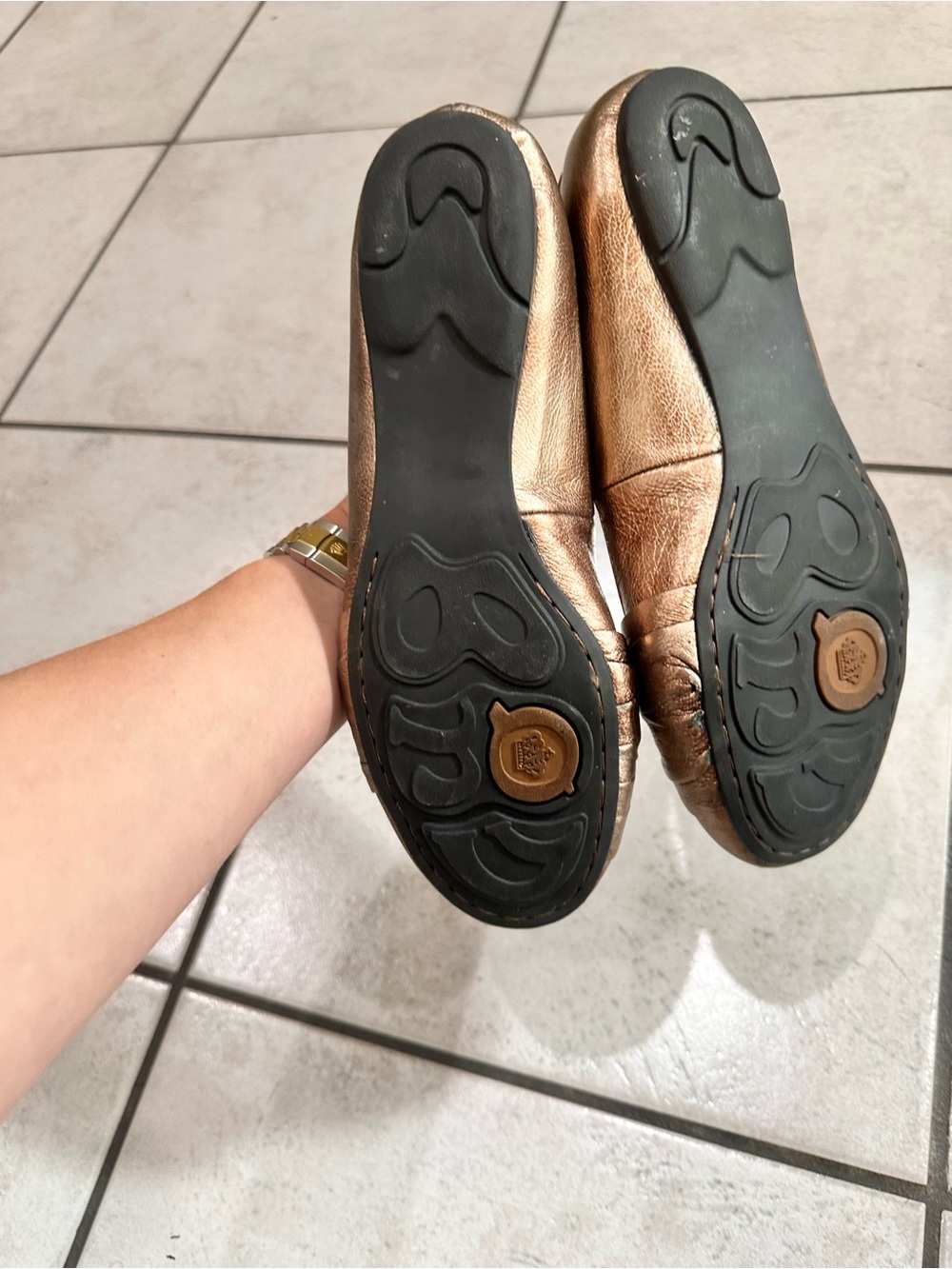 Born Metallic Gold Knot Ballet Flats - Women's Leather Size 7 Comfort Shoes - Picture 10 of 12